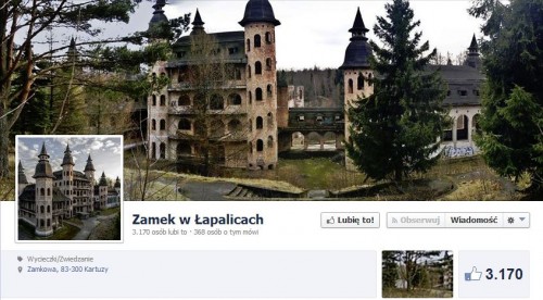 Zamek w Łapalicach - strona na Facebooku