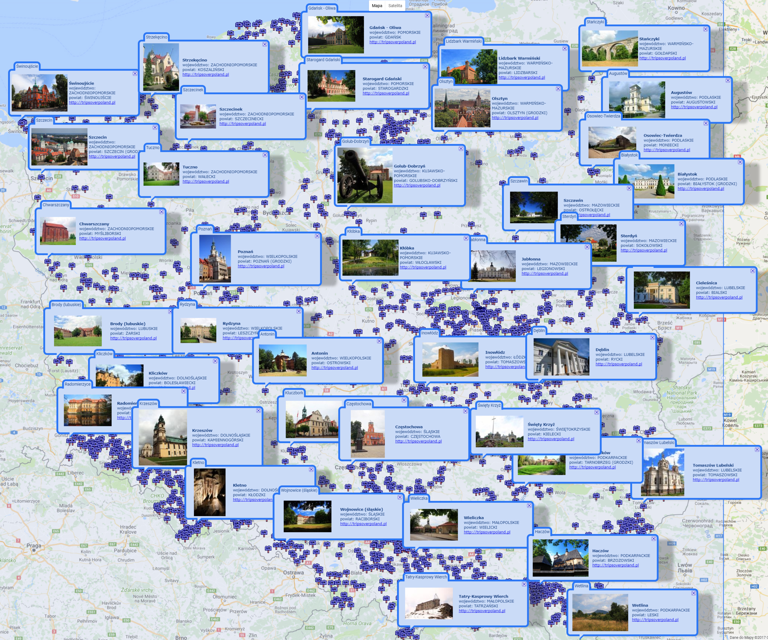 Wyszukiwarka uproszczona pełnoekranowa - wyszukiwanie obszarem prostokątnym - cały obszar Polski